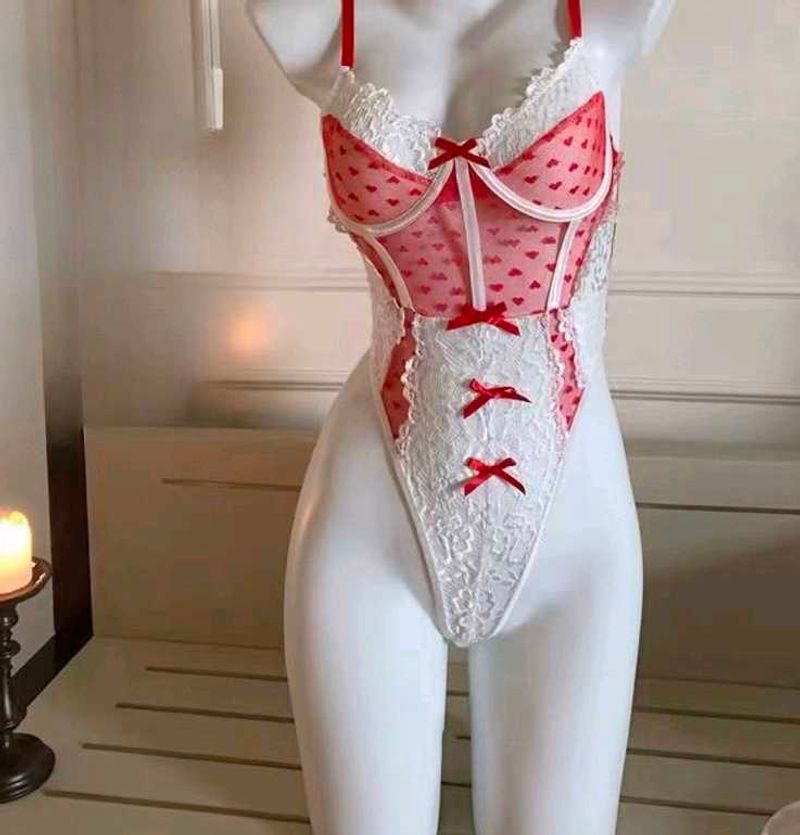 Red &amp; White Teddy Lingerie