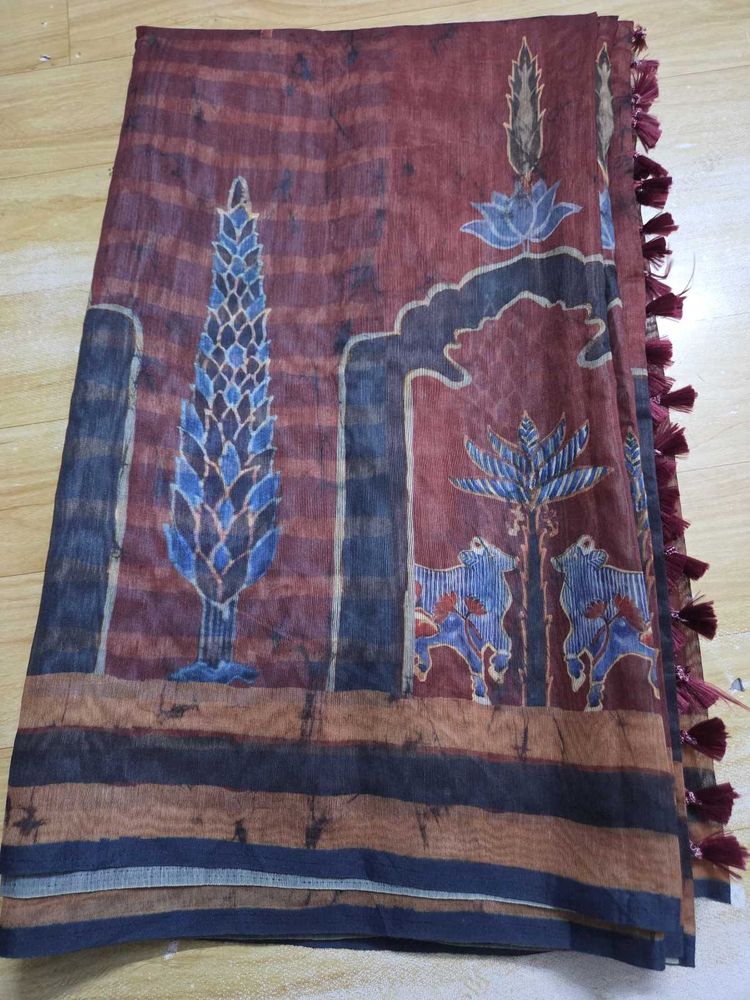 Office Wear Ajrakh Pichwai Printed Saree