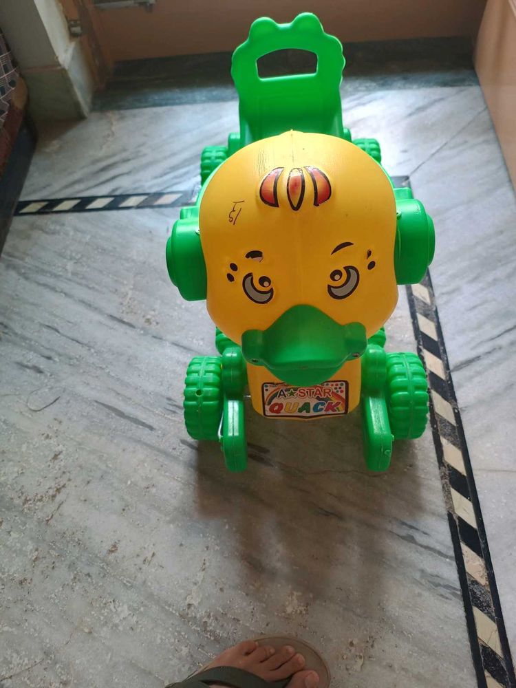 Yellow &amp; Green Duck Ride-On Toy for Babies &amp; Kids