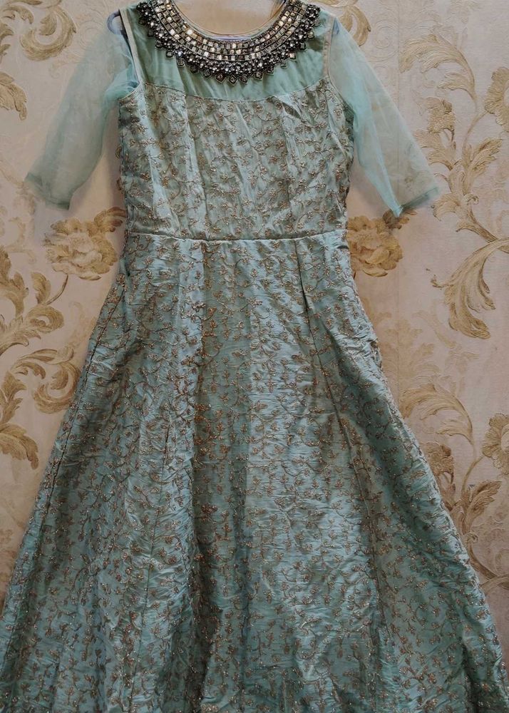Elegant Aqua Anarkali Dress