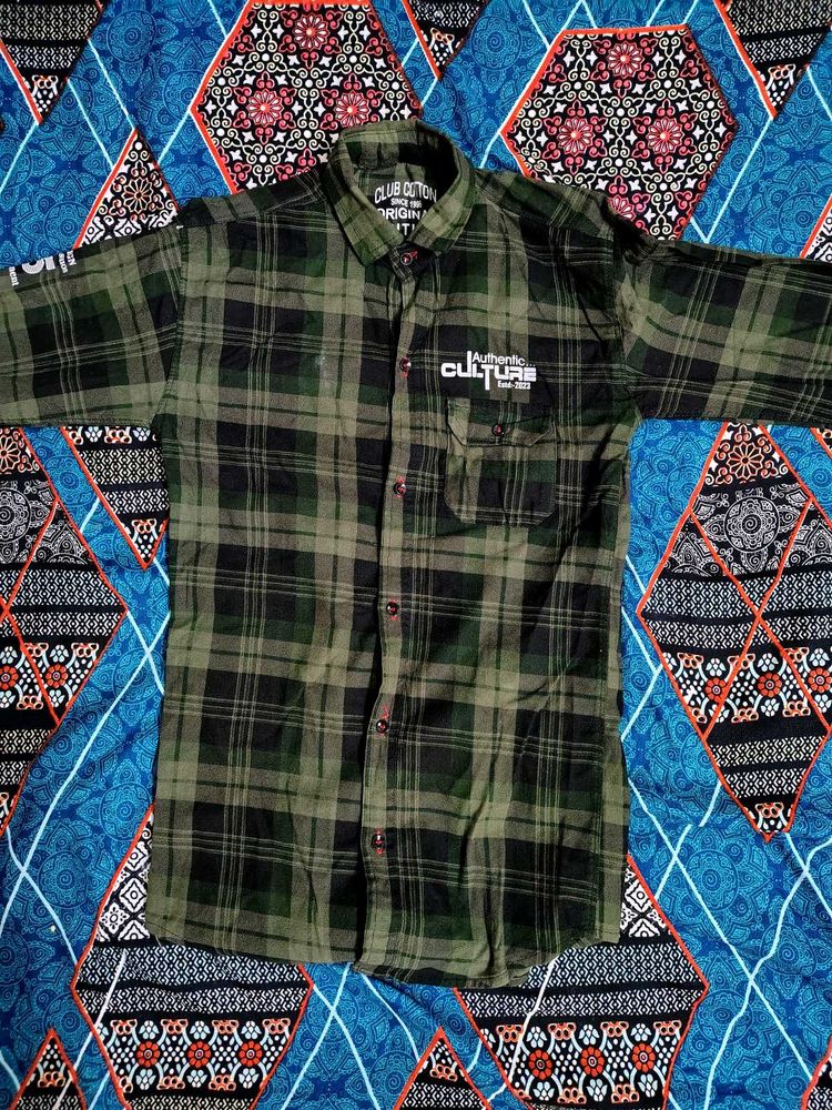 Club Cotton Green Plaid Flannel