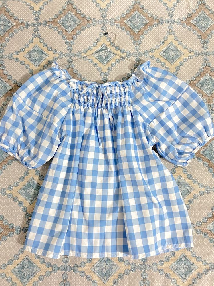 savana blue gingham top 🩵