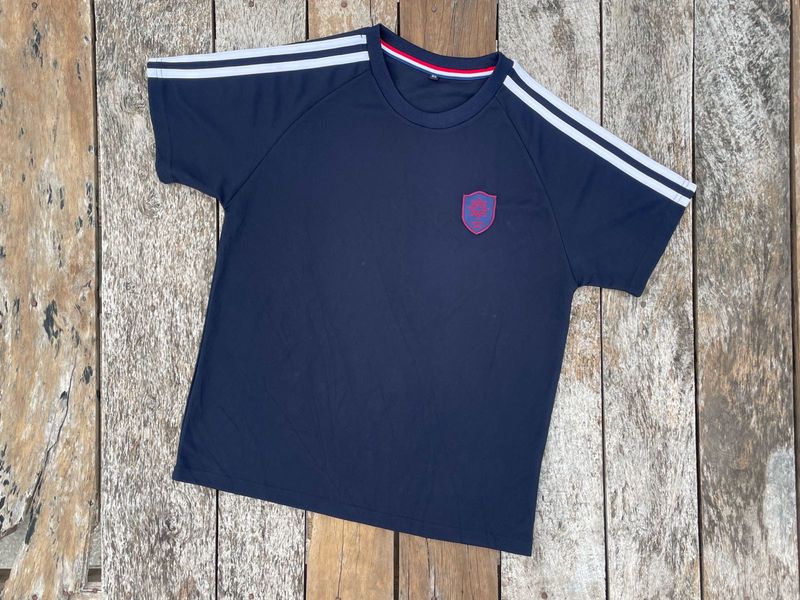 Korean Navy Blue Striped T-Shirt