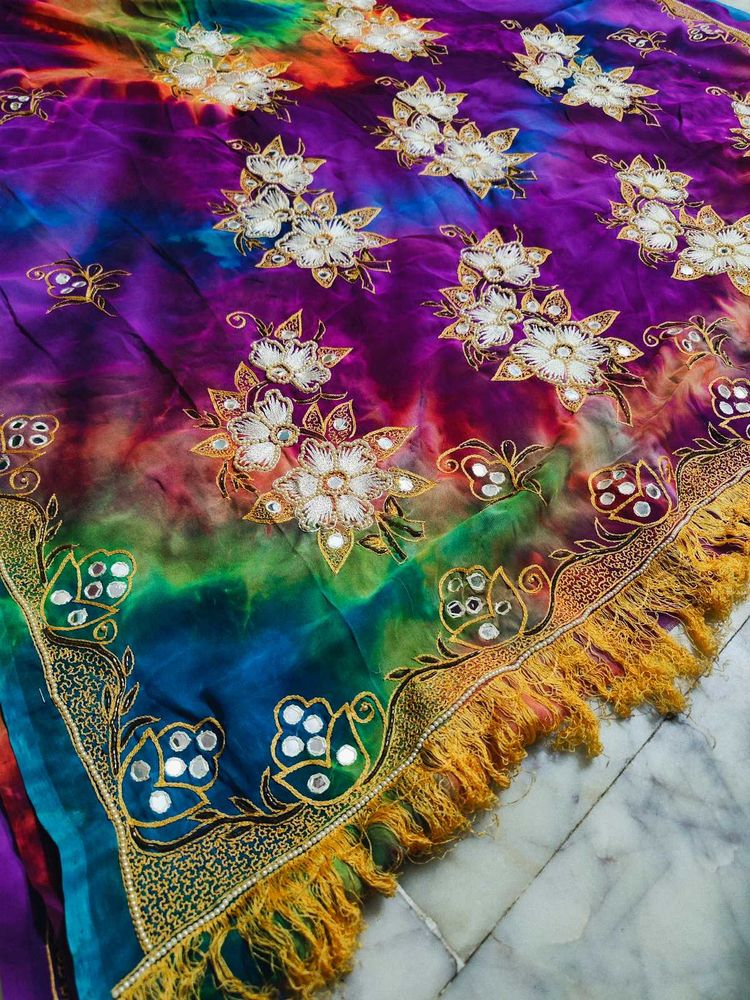 Multi Color Very Beautiful Saree Moti Work