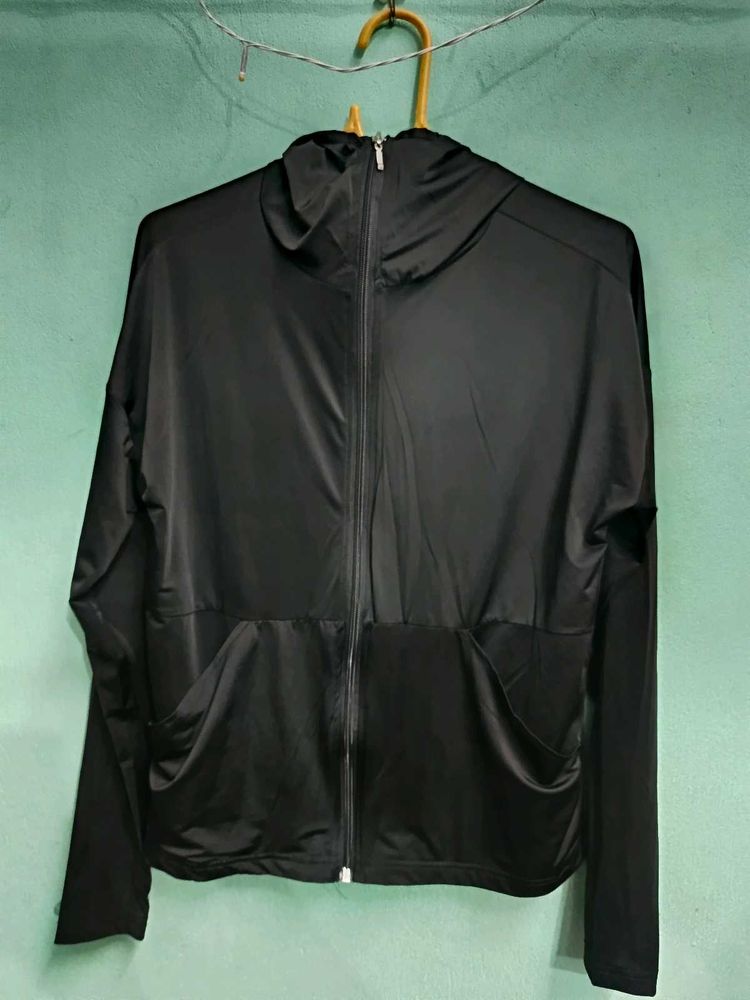 Black Lightweight Zip-Up Hoodie