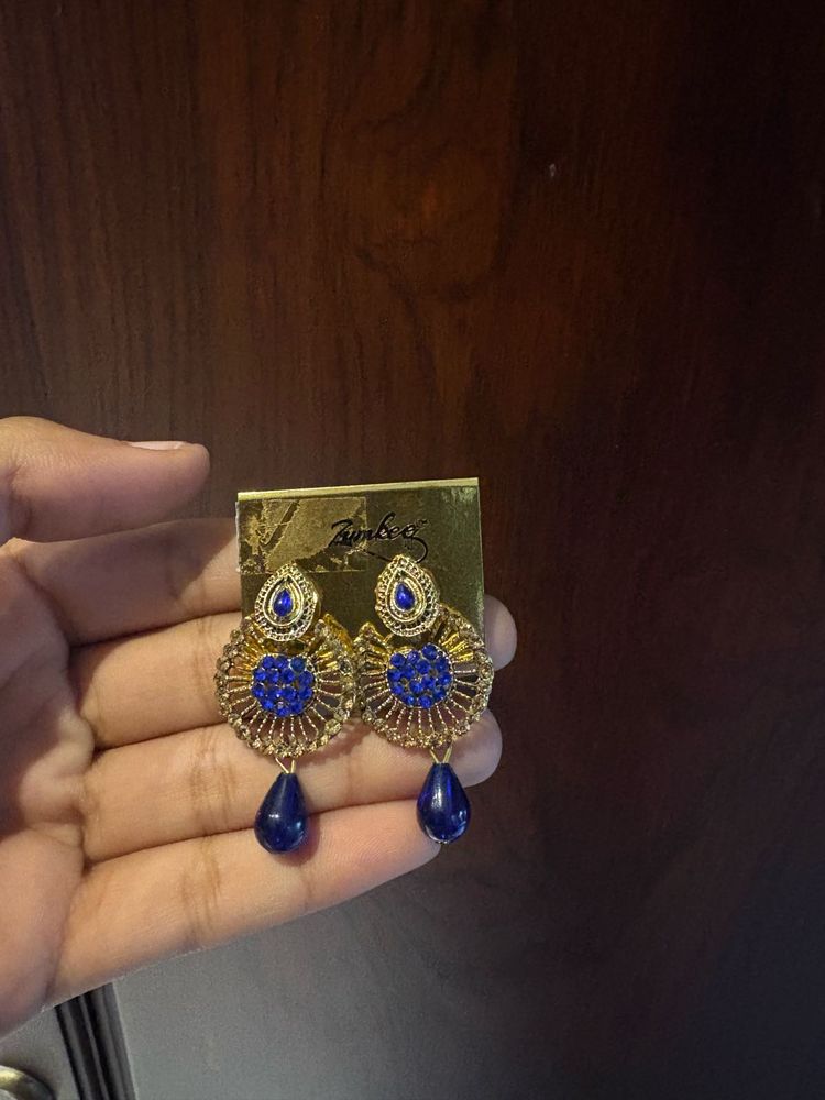 Stunning Blue &amp; Gold Earrings