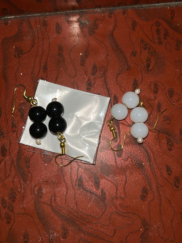 Black and White Bead Earrings