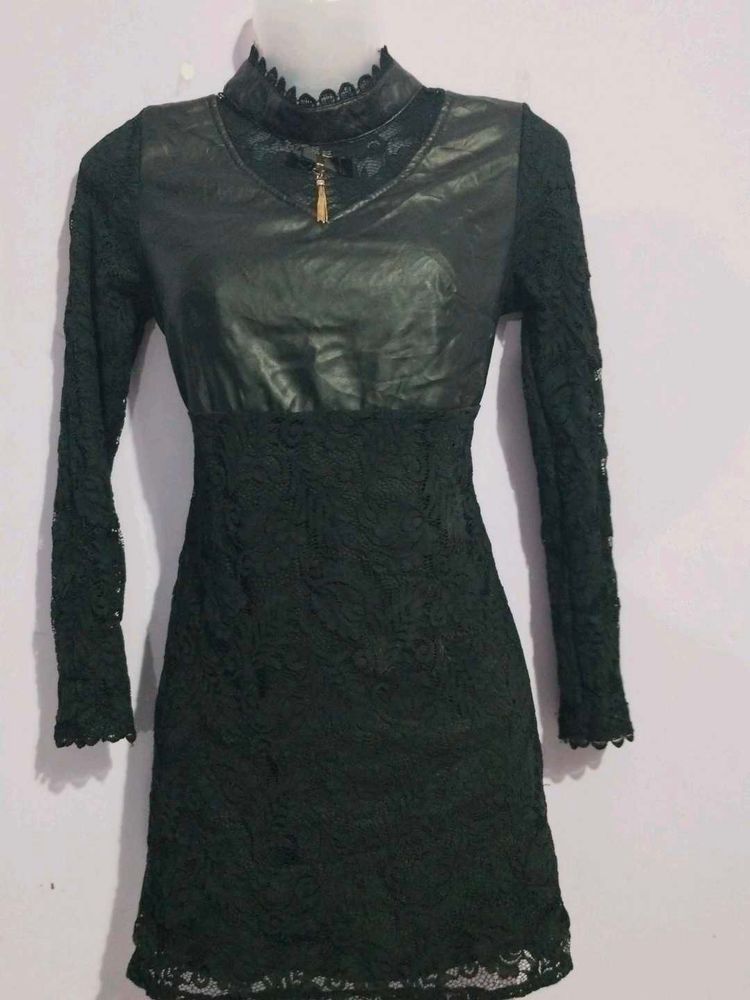 LEATHER AND LACE DRESS