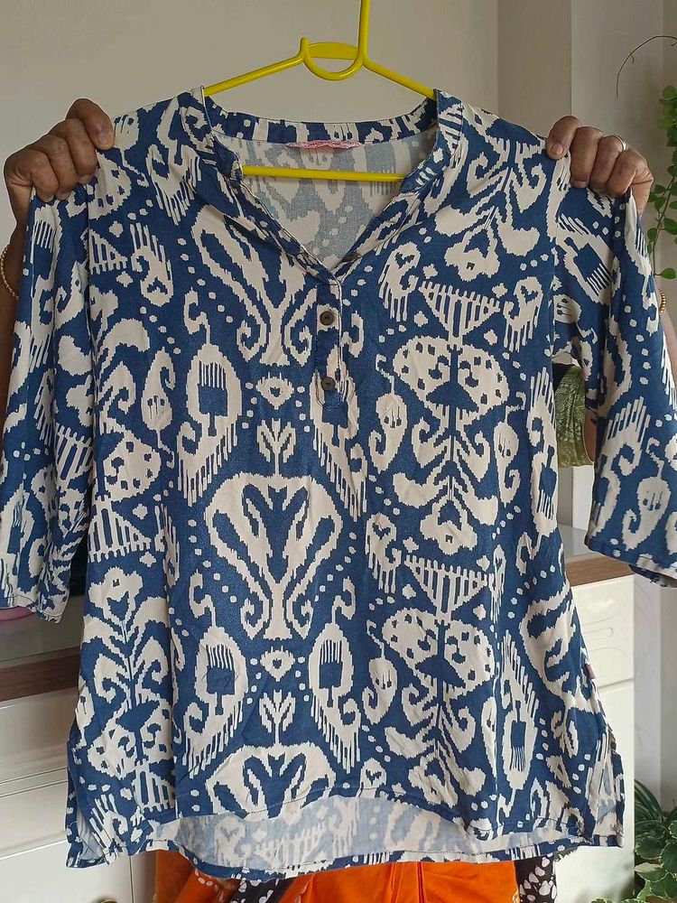 Blue Printed Top