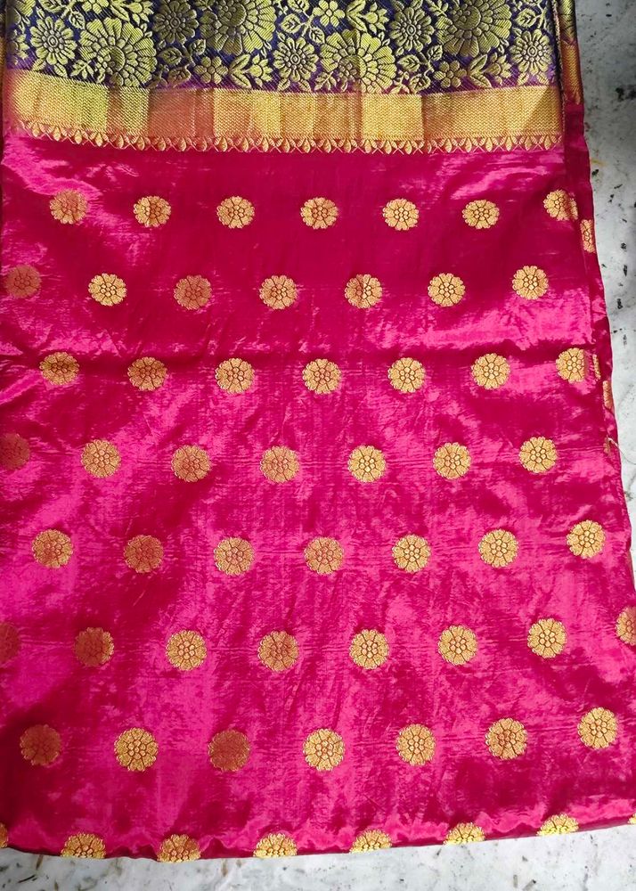 Pink &amp; Gold Silk Saree