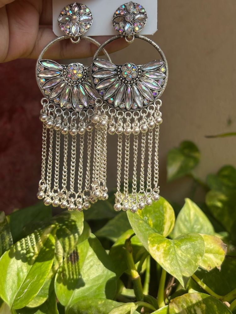Stunning Silver Tone Dangle Earrings