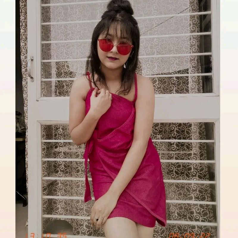 Pink Wrap Mini Dress