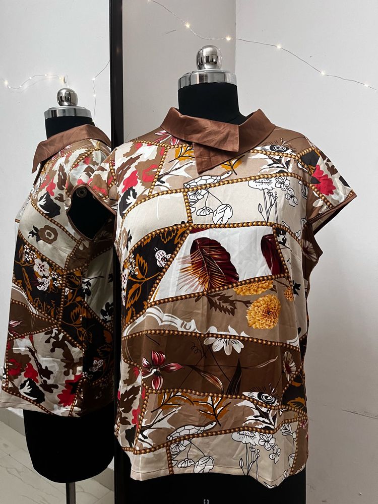 Brown Satin Top