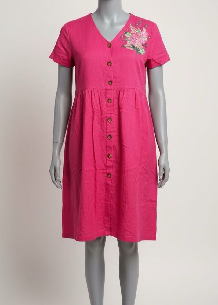 Pink Floral Dress With Olive Pant