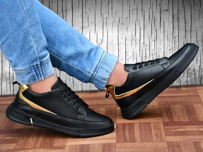 Black &amp; Gold Accent Sneakers