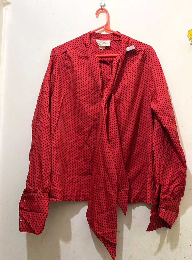 Red Polka Dot Blouse L-27 bust 38