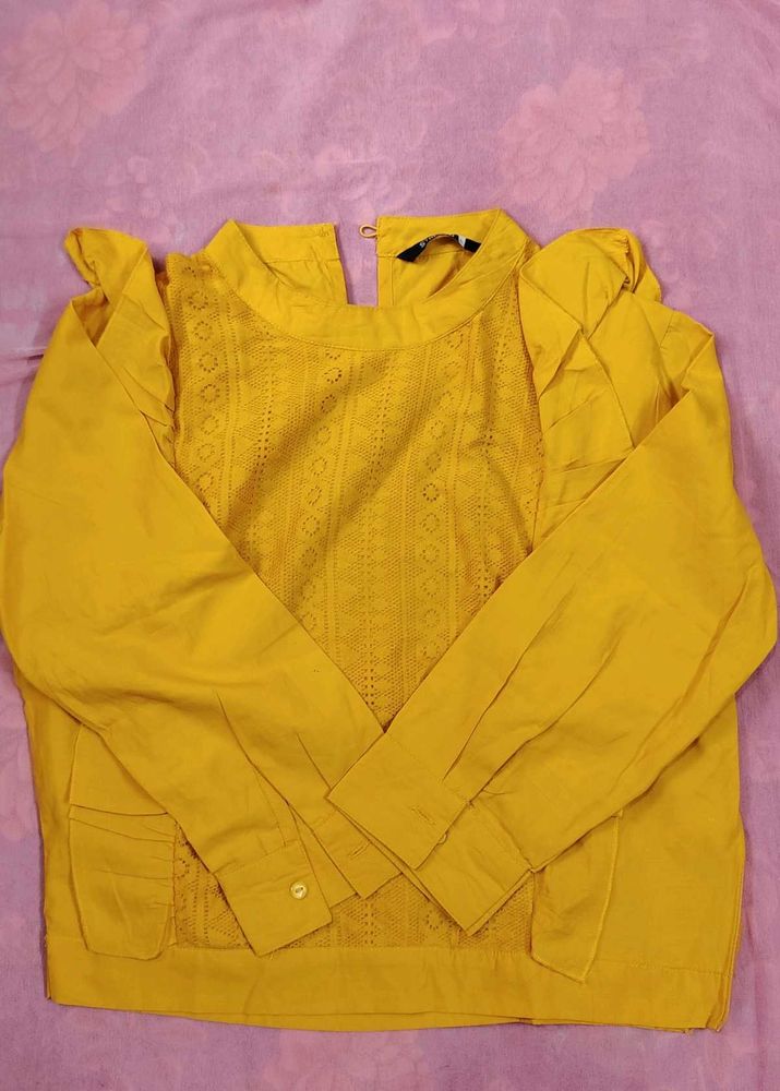 Yellow Embroidered Top