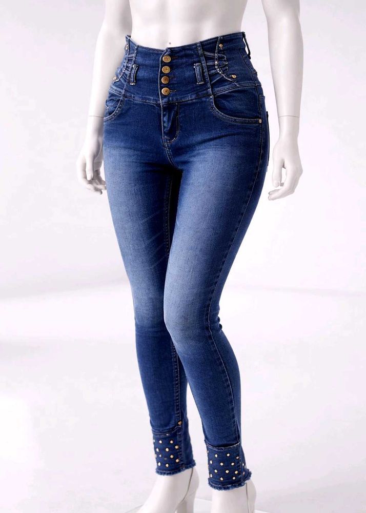 High-Waisted Skinny Jeans with Pearl Enrich
