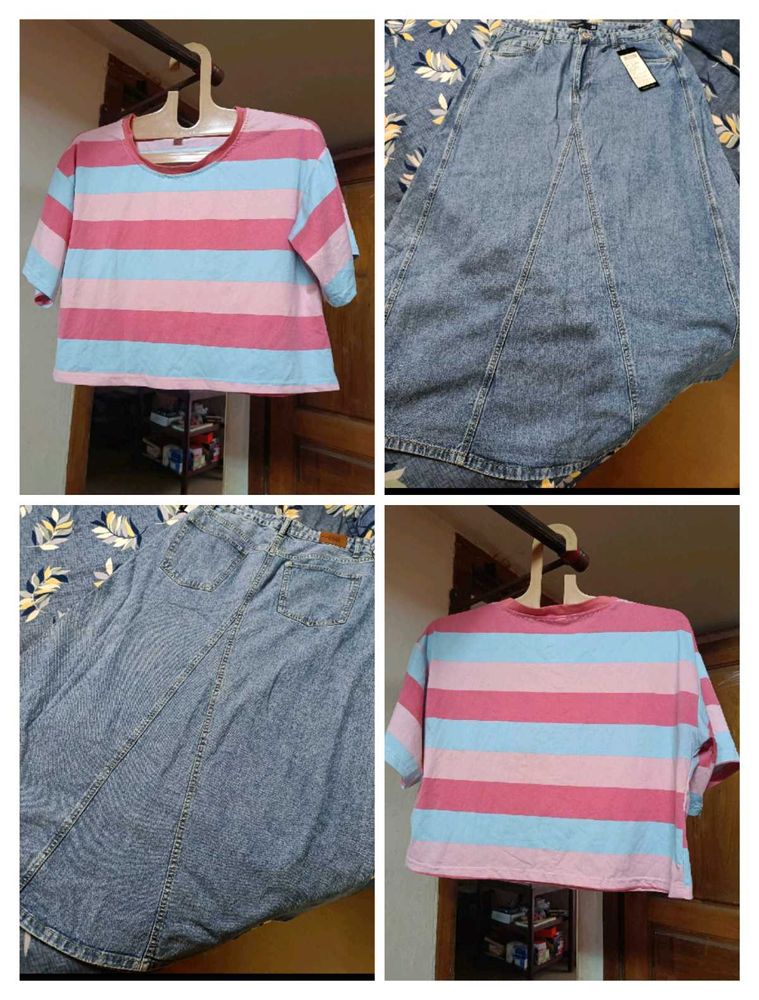 CROPTOP &amp; DENIMSKIRT
