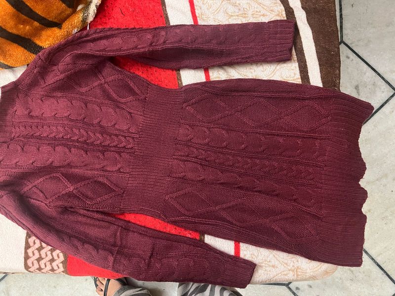 Burgundy Cable Knit Dress