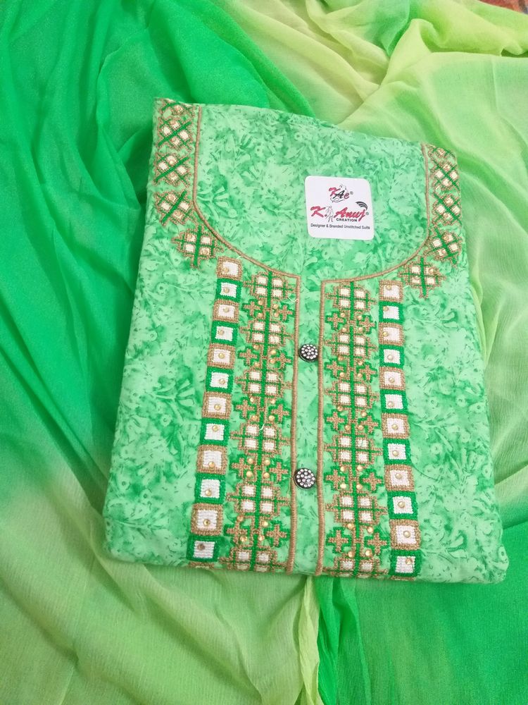 Embroidery Green Suit Material