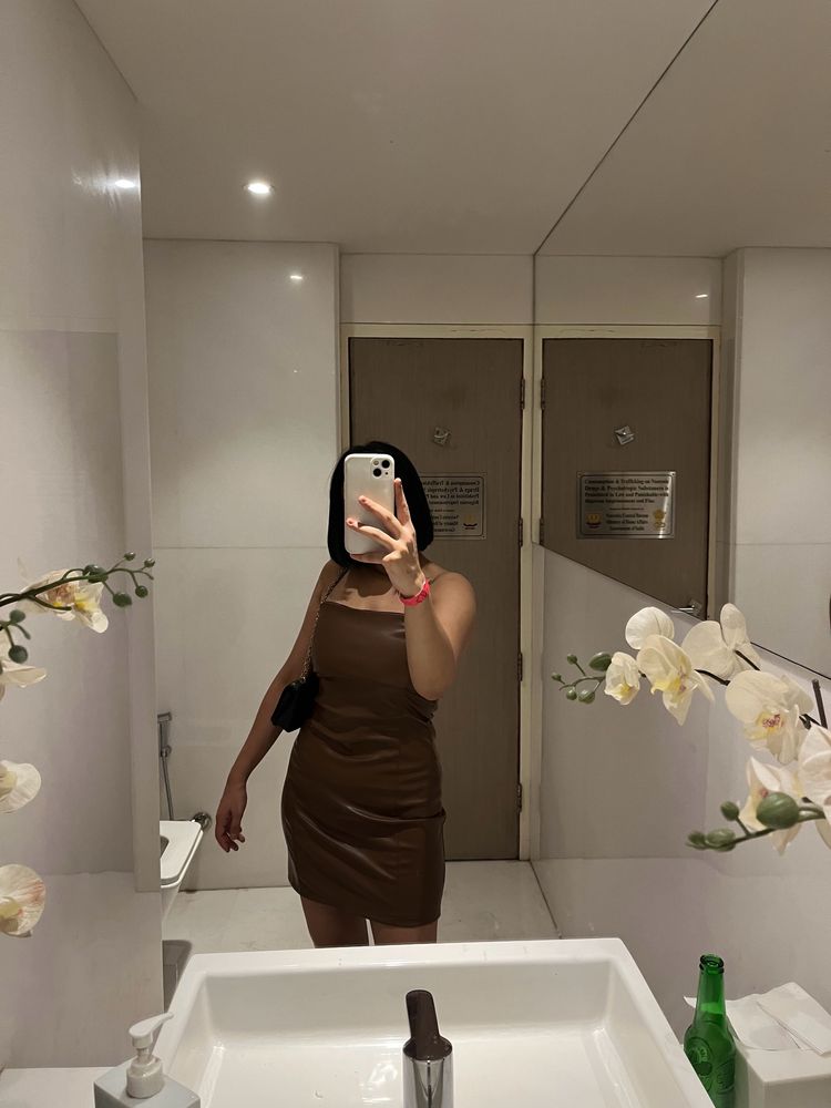 Brown Leather Dress