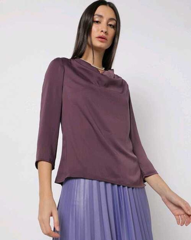 Elegant Satin 3/4 Sleeve Blouse