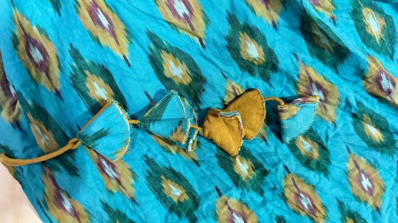 Ikat Print Drawstring Gown