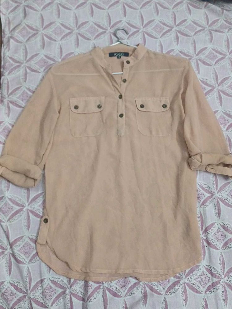 ASOS Sheer Blush Tunic Top