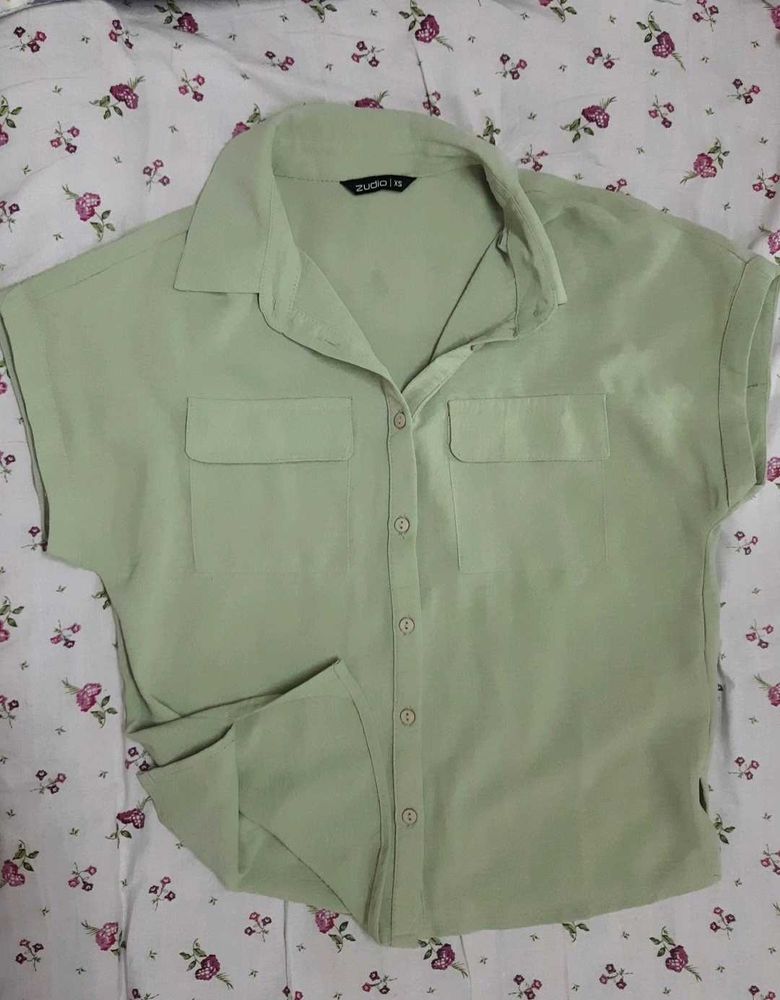 Light Green Short Sleeve Button-Down