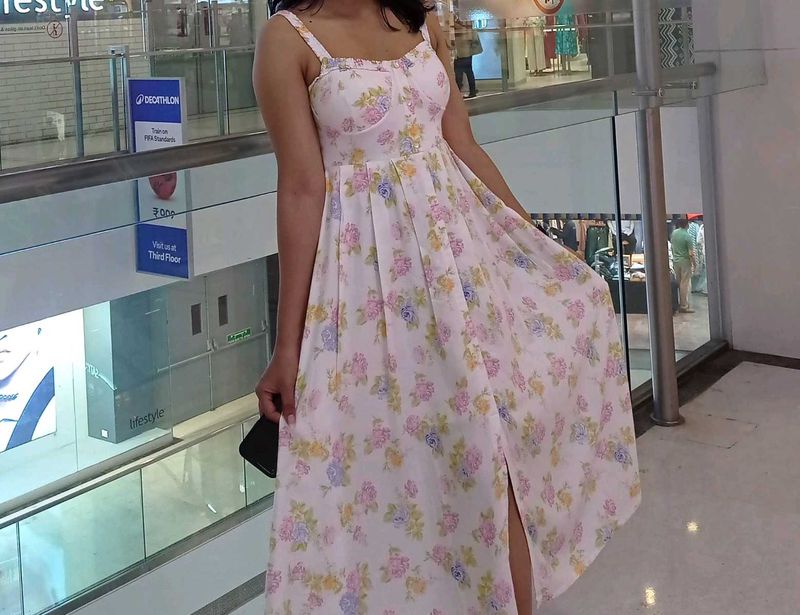 woman floral dress