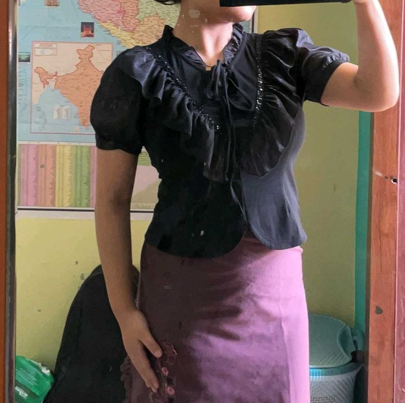Black Ruffle Top