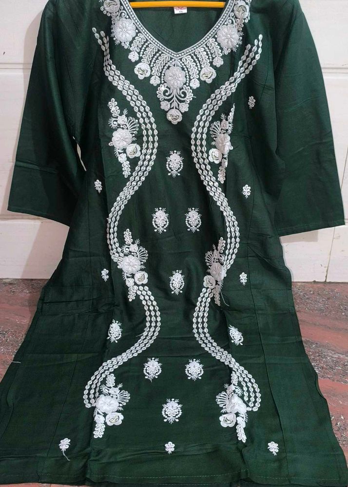 Green Embroidered Kurti Size Xxl