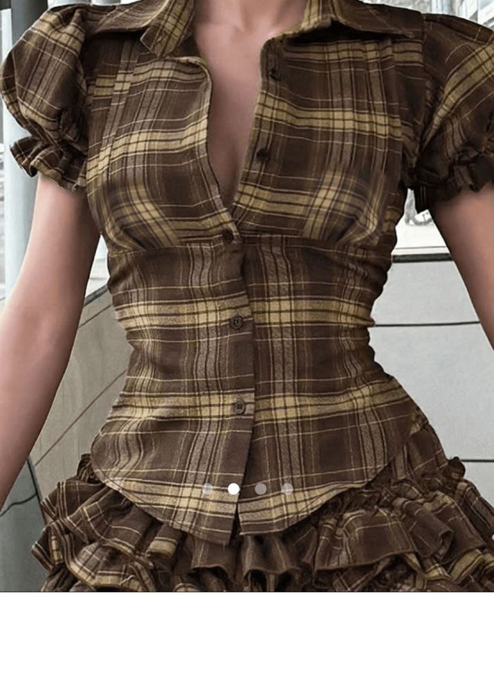 Brown Plaid Corset Top