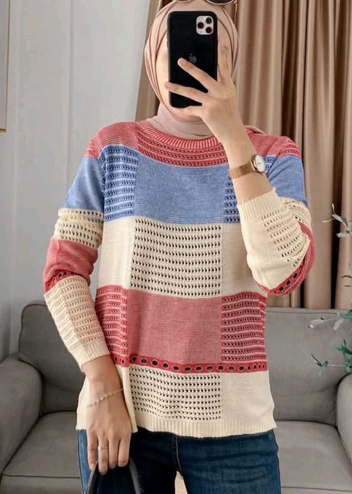 Striped Knit Pullover Sweater