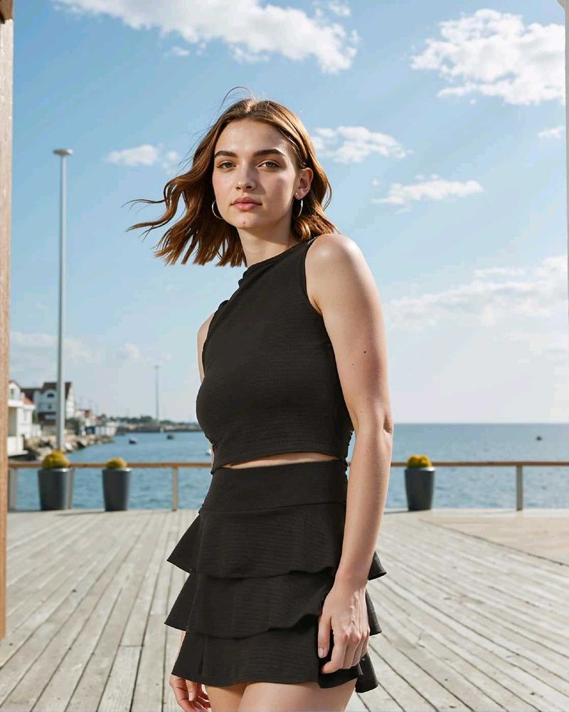 Black Co-ord Set (Top With Skirt)