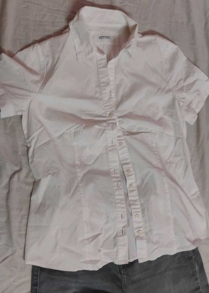 Y2k White Short Sleeve Top