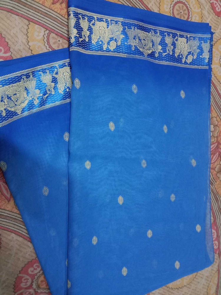 Blue Embroidered Saree