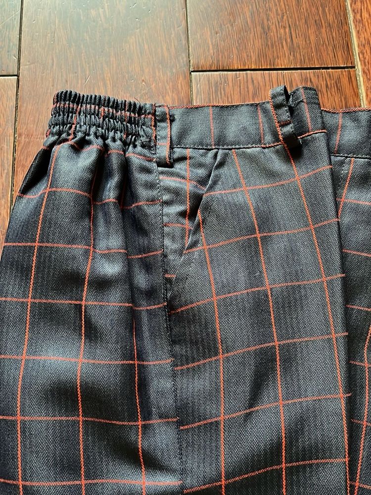 Plaid Elastic Waist Pants