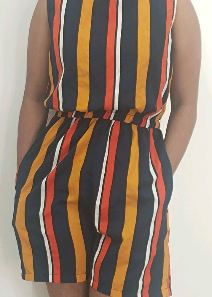 Striped Sleeveless Jumpsuit