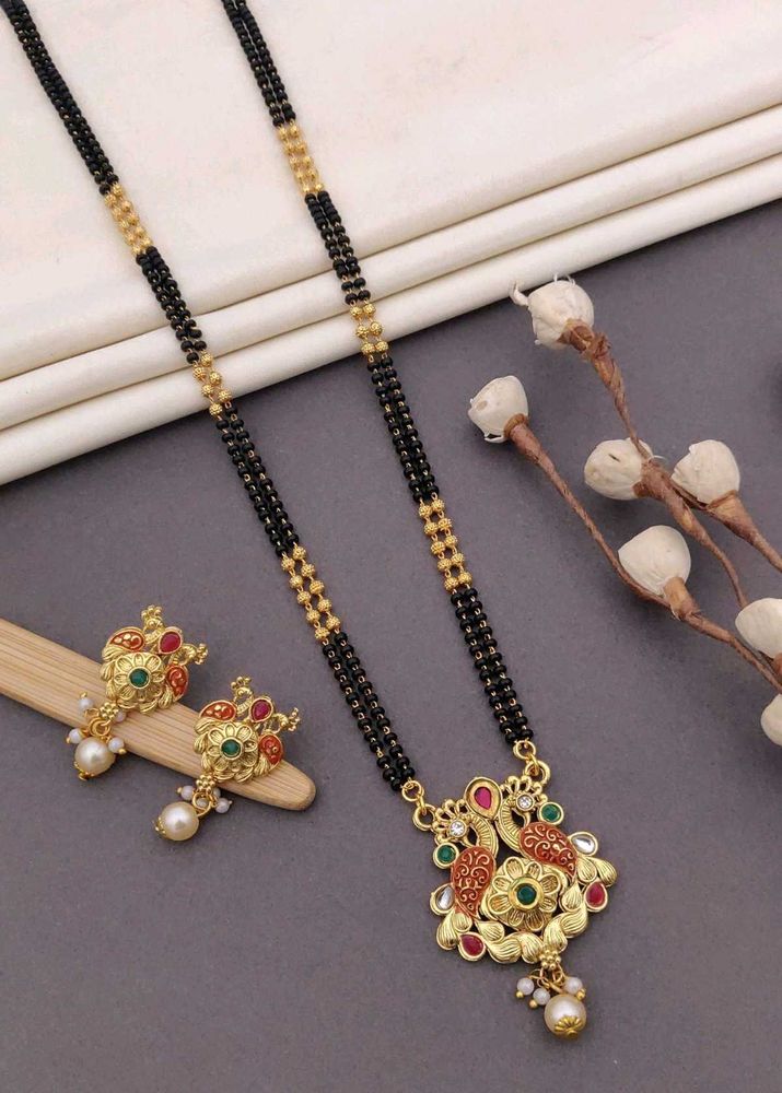 Gold-Plated Peacock Mangalsutra Set