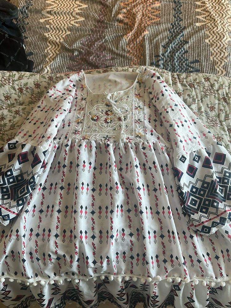 White Boho Indo Western Dress