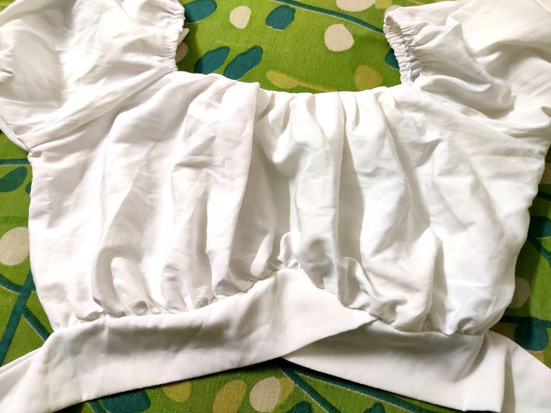 White Off Sholder Crop Top