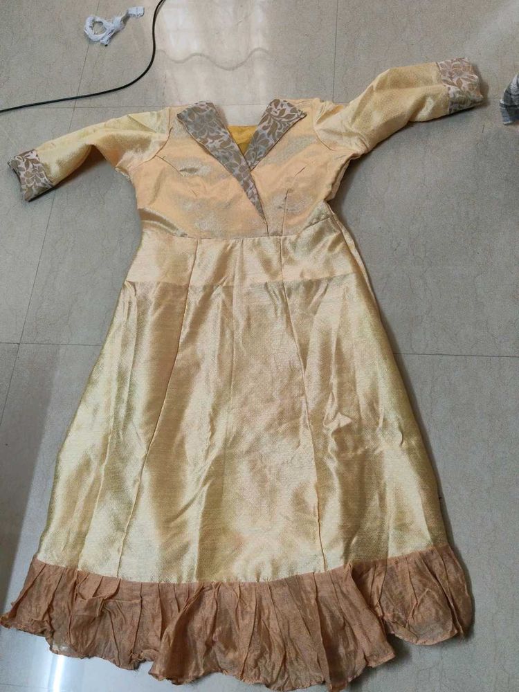 Champagne Gold Dress with Unique Collar