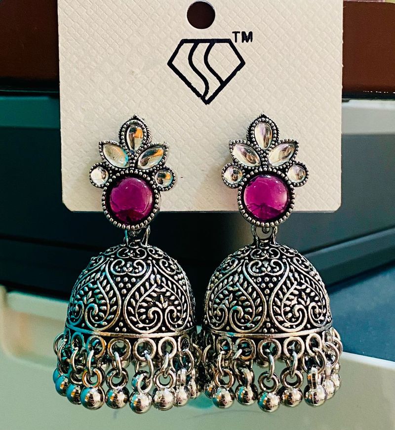 Purple Jhumka Earrings