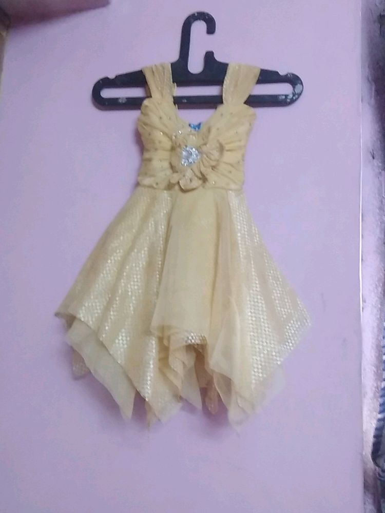 Cream Color Mini Frok For Kids