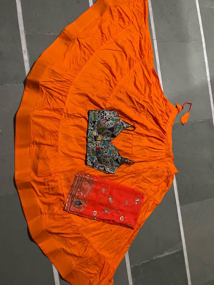 Navratri Orange Lehenga Choli Set
