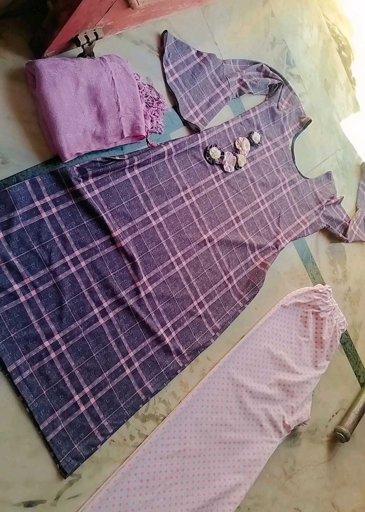 Pink 3 Pieces Kurta Set 🩷
