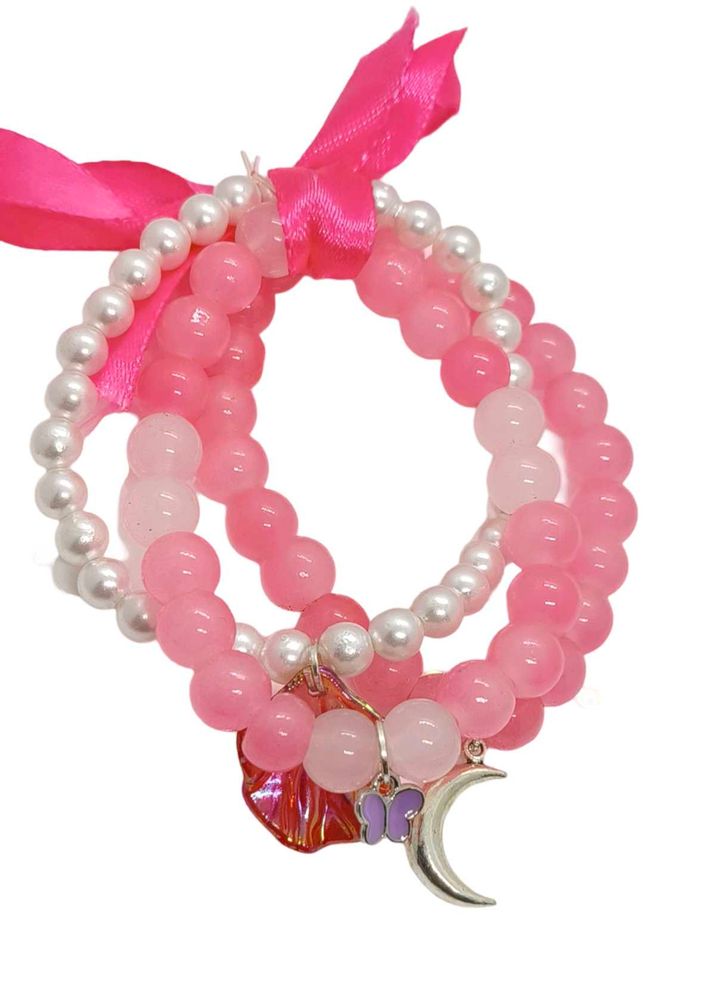 Pink Beaded Bracelet Set
