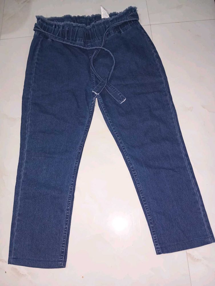 Paper Bag Waist Denim Pants